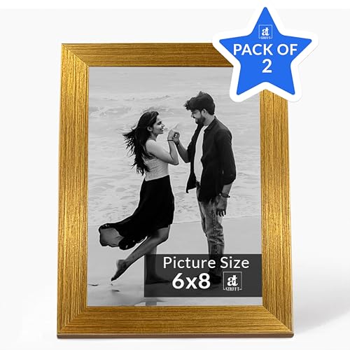 Image of Art Street Set of 2 Table Photo Frames Wall Hanging for Home, Living Room, Study Room Decor & Office Decor (Color: Golden, Size, 6x8 Inch)