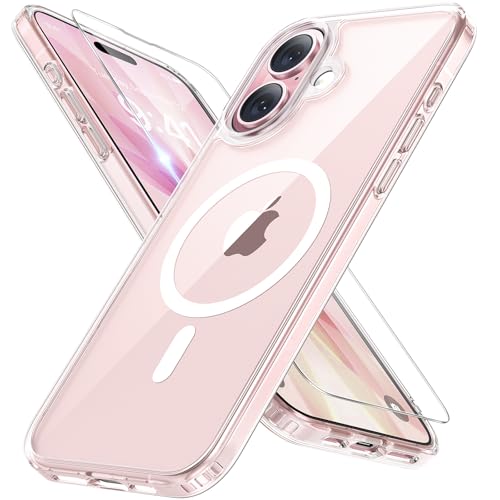 Image of Miracase Magnetic for iPhone 17 Case (Compatible with MagSafe) with Screen Protector Military-Grade Protection, Anti-Fingerprint Translucent Matte Phone Cover for iPhone 17 6.3 inch, Clear