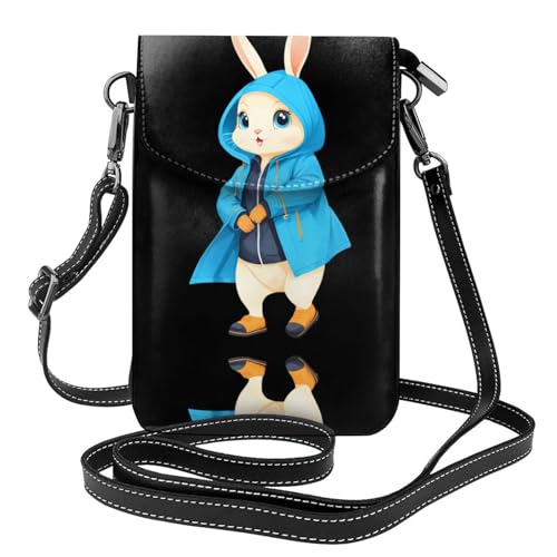 Petit sac bandoulière de marche et camping en cuir bleu lapin