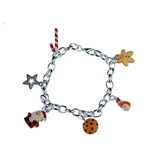 Miniblings Bracelet de Noël 6 Père Noël Biscuit étoile Bonhomme de Neige de Canne de Sucrerie X-Mas Pain d'épice