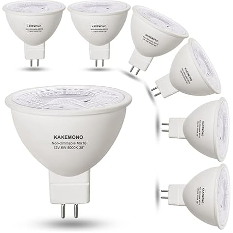 KAKEMONO MR16 Led Bulbs 6W Replace 50W Halogen,12V Low Voltage MR16 GU5.3 Spotlights for Outdoor Landscape Track Lighting,Not Dimmable,Daylight White 5000K,6 Pack Cover