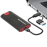 Firulab NVME M.2-zu-SATA-Adapter - Externes SSD-Gehäuse aus Aluminium - USB C 3.2 Tool-Free SSD Enclosure Adapter Reader für M.2 NVMe und SATA SSDs