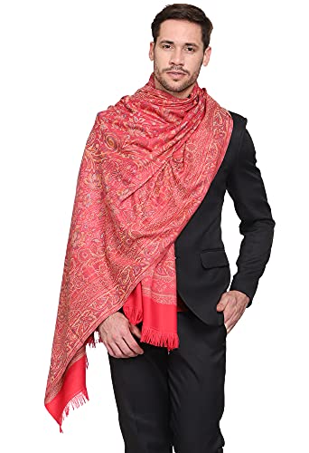 Image of Weavers Villa Men's Paisley Design Woven Poly Wool Blend Gents Shawls, Muffler, Stoles for Men