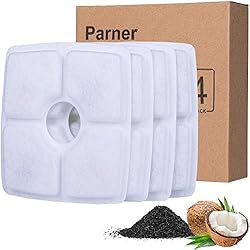 Filtro De Intercambio Ionico Parner Filtro de Fuente para Gatos, Cartuchos de Filtro de Fuente de Agua para Mascotas, Resina de Intercambio iónico de reemplazo y Filtro de carbón Activado de algodón (4 Paquetes)