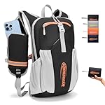 CROSSGEAR 16L RFID Hiking Backpack, Lightweight Foldable Packable Backpack, Small Travel Hiking Daypack for Women Men Black