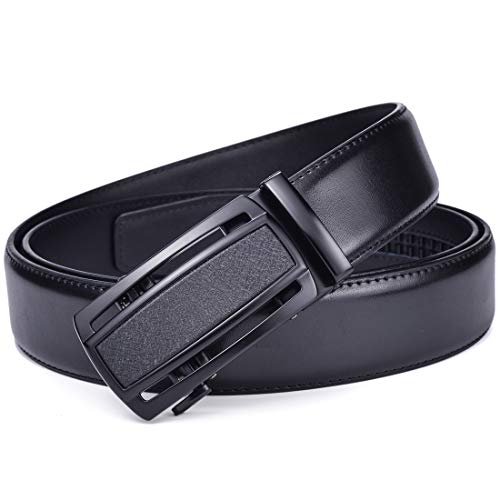 Image of Beltox Men Leather Belt w Slide Ratchet Interchangeable Buckle