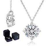 [KRKC] モアサナイト ネックレスレディース:誕生日プレゼント女性 S925スターリングシルバー 一粒ダイヤ 0.5/1.0/2.0/3.0/4.0ct 人工ダイヤモンド 4本爪 金属アレルギー対応 ホワイトゴールドメッキ シンプル 人気 ギフトボックス付き チェーン可調節45+5cm（唯一-1.0ct）