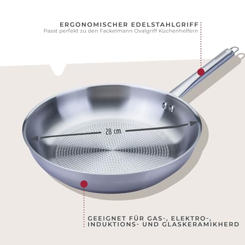 Poêle à frire ovale inox 28 cm FACKELMANN cuisson nette induction - 3