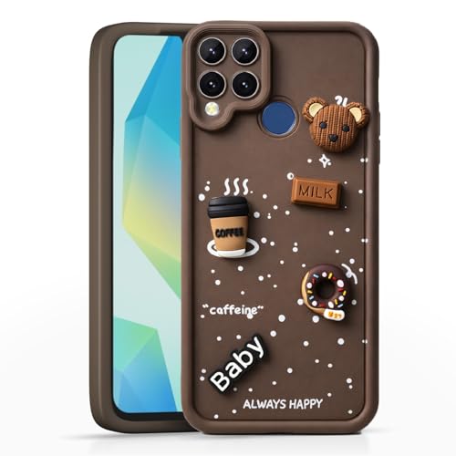 Image of Bintage Ball Bear| Donut| Milk Cake| Baby| Coffee Rubber Case Camera Protection Back Cover Compatible for Realme Narzo 20 - Brown