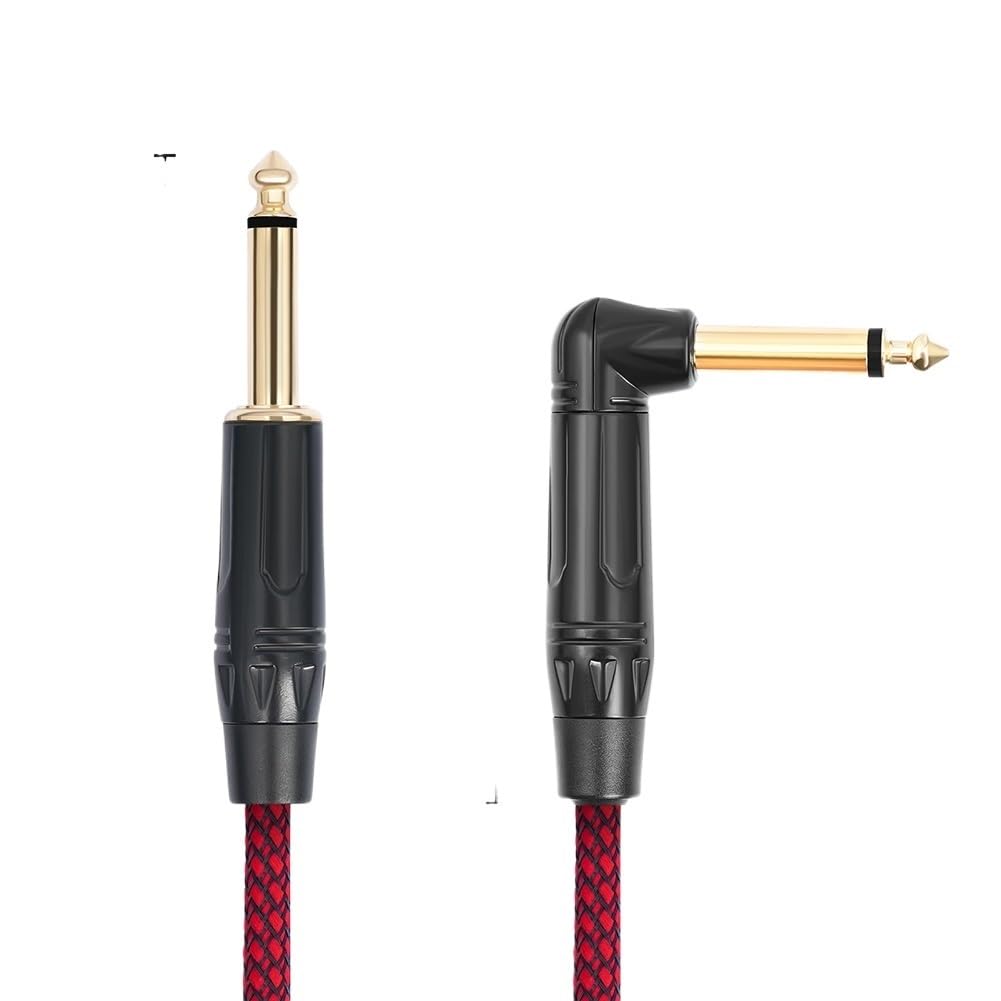 Cable de guitarra eléctrica de 3 metros, recto a ángulo recto, cable de instrumento de 1/4 pulgadas