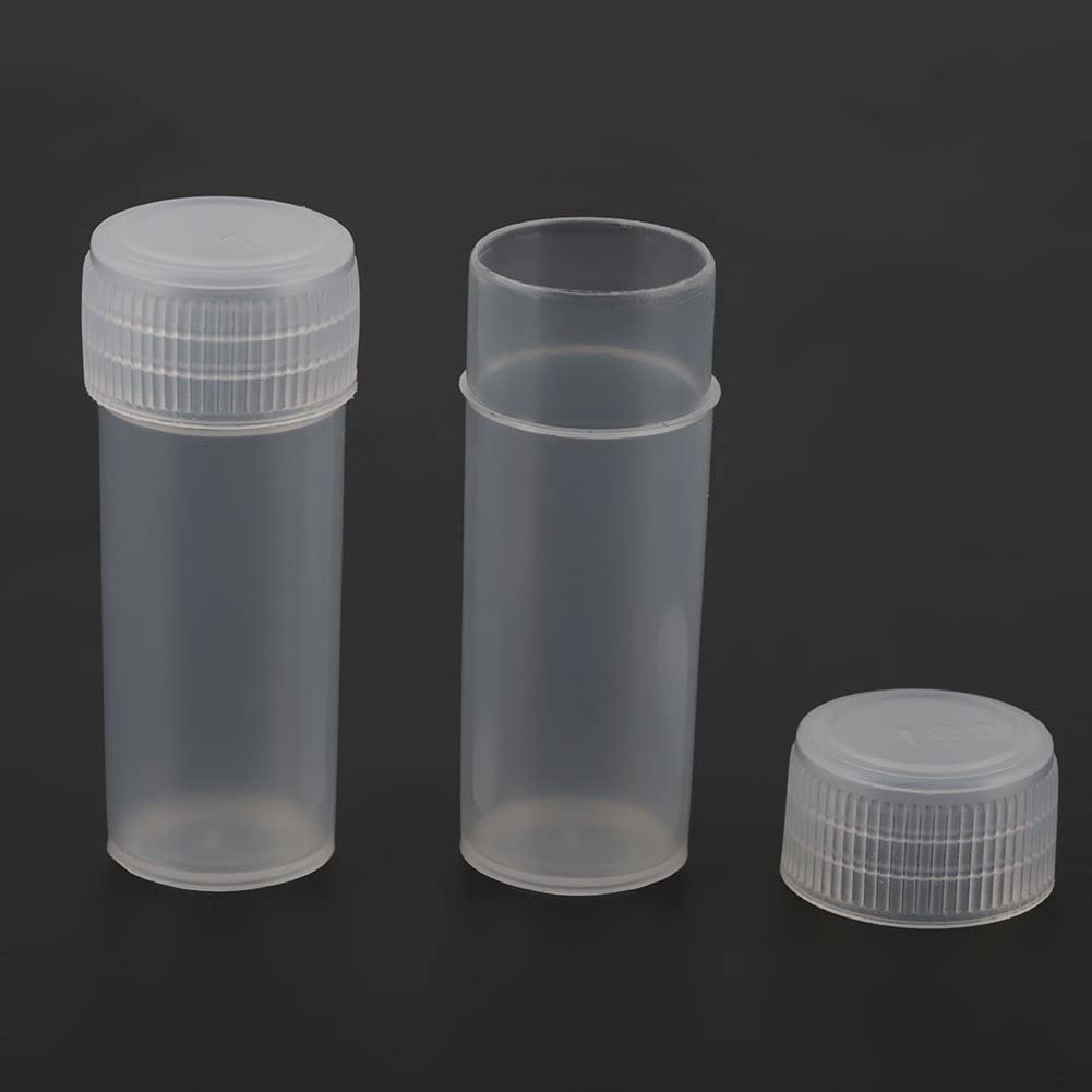 100pcs Flacons d'Échantillonnage Bouteilles en Plastique Volume de 5ml Petit Récipient de Stockage, Tubes à Essai en Plastique pour Solide, Pilules, Graines, Granulaires
