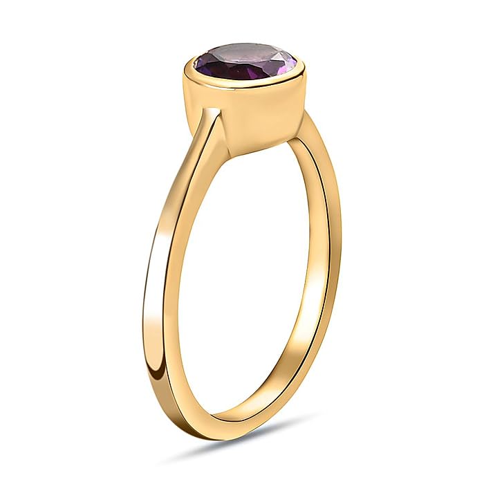 Image of 925 Sterling Silver 18K Gold Plated Birthstone 2 Ct Solitaire Natural Gemstone Ring for Women | Fine Jewelry Gift for Wife, Girlfriend, Sister, Birthday, Anniversary, Rakhi, Rakshabandhan, Valentine's