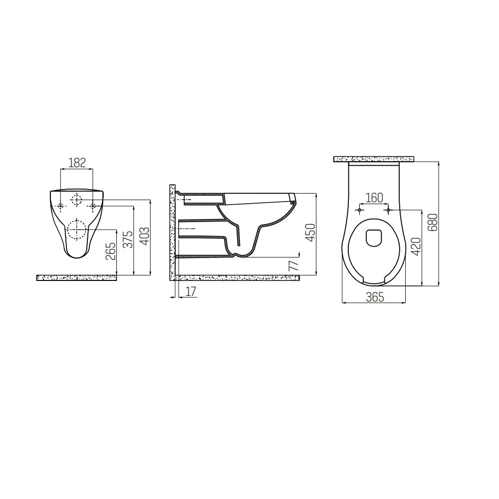 Creavit Inodoro colgante accesible para discapacitados y sin barreras, inodoro extralargo con tapa de inodoro, inodoro de pared, lavabo de inodoro, inodoro colgante, profundo lavavajillas de cerámica