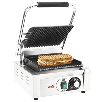Festnight- Gerillter Panini-Grill Kontaktgrill Edelstahl Tischgrill Elektrogrill 1800 W 50-300 °C Temperaturregler 32 x… – Bild 3