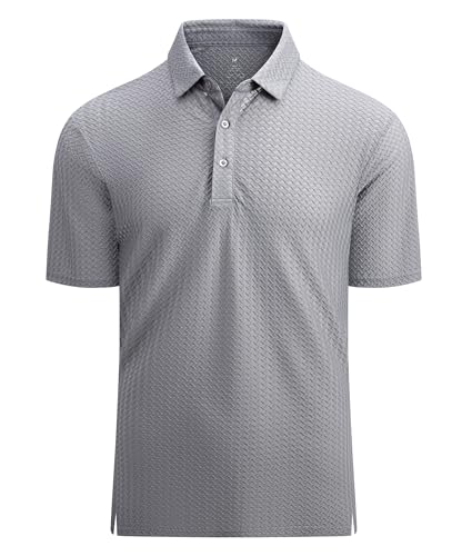 Alex Vando Mens Bubble Jacquard Polo Shirt Super Stretch Short Sleeve Polo Shirts for Men