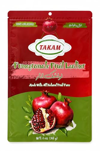 Takam Lavashak Pomegranate Fruit Leather Authentic Persian Style Sour and Salty Fruit Layer 6 OZ - 168g