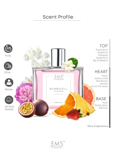 EM5 Bombshell Perfume for Women | Vanilla Coffee White Floral Fragrance | Strong & Long Lasting EDP Spray | Luxury Gift for Women