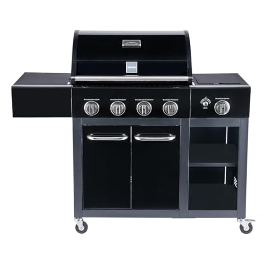 Arsard Barbecue a Gas Professionale XXL Con 5 Fuochi Multifunzione Da 16 KW, Completo Di Bruciatore Laterale, Coperchio, Termometro, Griglia In Ghisa, Ruote, Portabombola E Struttura In Acciaio Inox