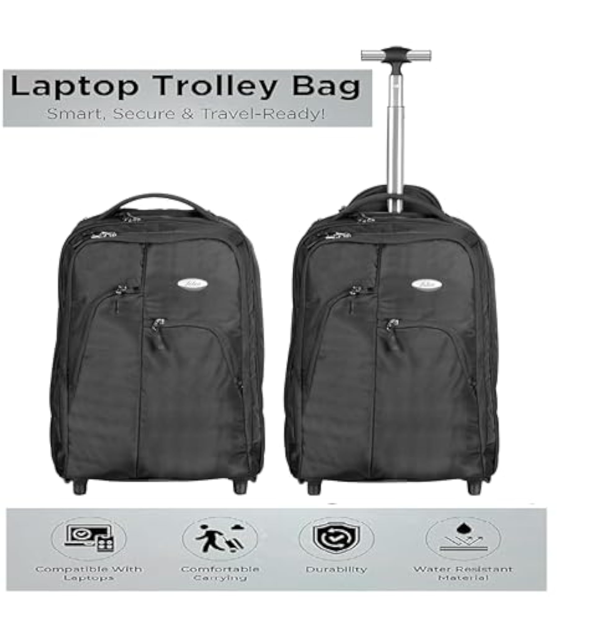 Heavy Water Resistant Laptop Trolley Bag for Travel, 35 Litre