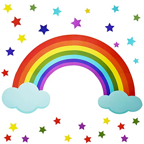 Maydahui Rainbow Cloud Star Wall Decal Stars Vinyl Sticker (30 x 42 Inch)