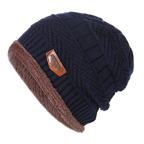 Fityle Chapéu Unisex De Gorro Chapéu De Malha Quente Chapéu Forrado De Lã Grossa Para Esporte De Cor