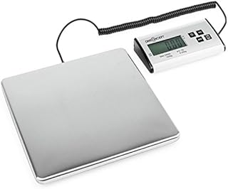 Oneconcept Marketeer Digital Package Scale - 27 x 27 cm Stainless Steel , Counting/Tare Function , Display , Battery/Mains Possible - Weighing Range 150kg , Readability 50g , Silver