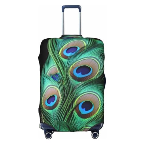 FEMOS Peacock Green Feather - Travel Suitcase Cover Elastic Luggage Covers Trolley Protector Cover Fits 18-32 Inch Luggage, X-Large, 11437
