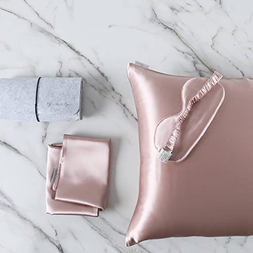 DISANGNI Silk Pillowcase & Eye Mask Set Pink