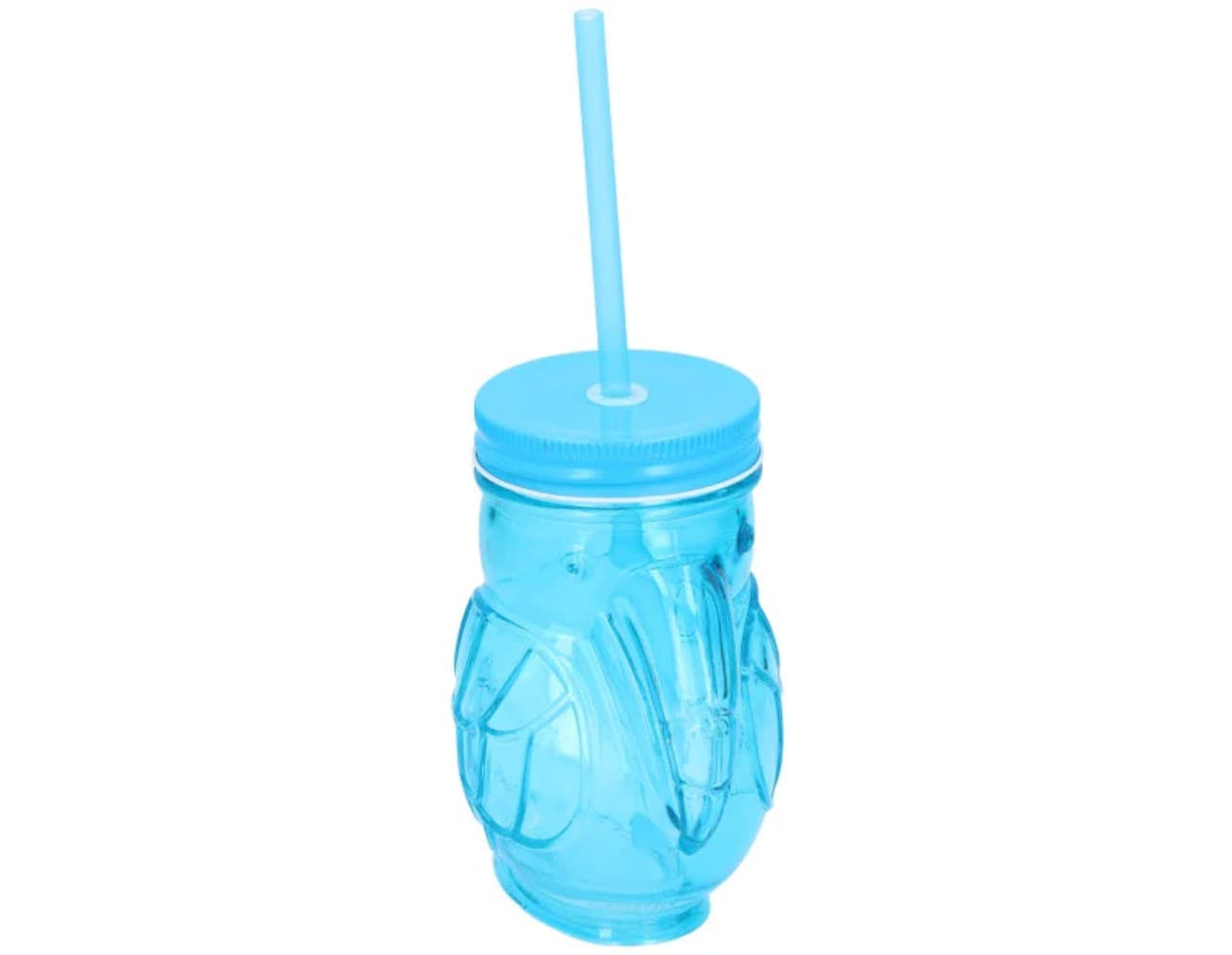 Eindhoven Coloured Glass Drinking Jar With Lid And Straw Toucan Novelty Reusable Mason Cocktails Wine Beer Party Kids Smoothie Juice Drinks Jar, 430ml (Toucan)
