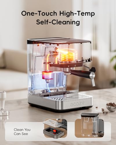 Image of ecozy 2-in-1 Espresso Machine with Milk Frother, Guided Touchscreen | Coffee Maker Combo for Brewing Barista-quality Coffee, Lattes, Cappuccinos, and Americanos at Home