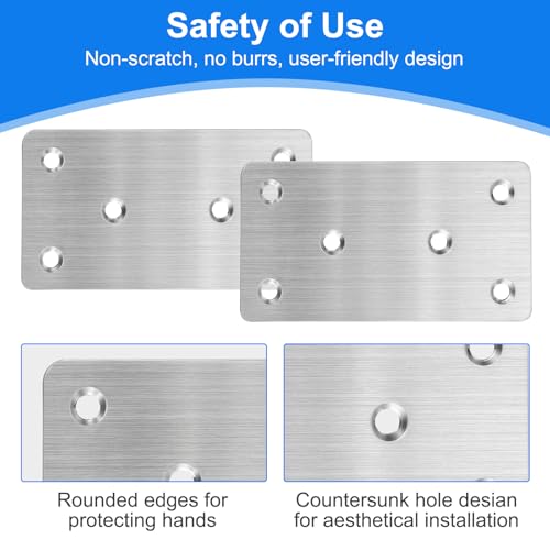 10PCS Flat Metal Brackets Repair Connector, Stainless Steel Sleeper Brackets 100x50x2mm, Heavy Duty Flat Brackets, Flat Brackets for Wood, Stainless Steel Mending Plates, for Connector Wood Fixing - Image 4