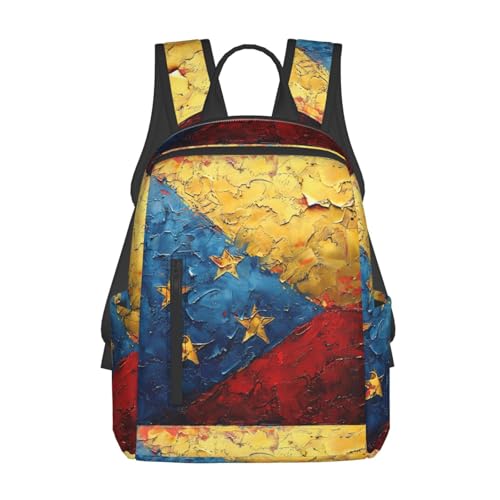 Sac à dos léger avec motif drapeau Venezuela noir pour voyage