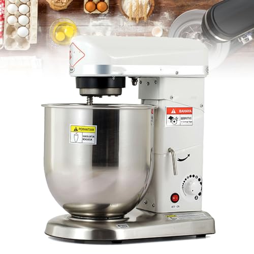 10L Electric Stand Mixer 500W Multi-Function Commercial Cake Mixer Electric Kitchen Food Mixer with Stainless Steel Bowl, Beater, Dough Hook (White)