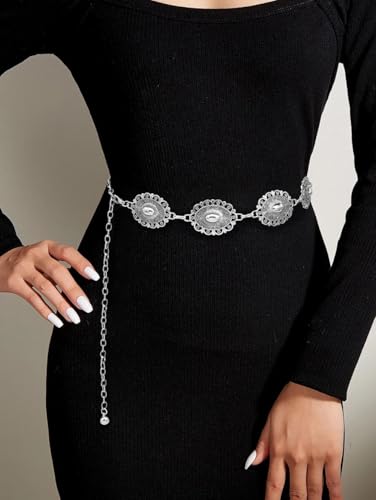 Western Concho Belt for Women Metal Chain Link Belt Boho Chain Belts for Dresses Jeans2