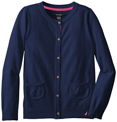 Nautica Girls' Jersey Cardigan Sweater with Pockets