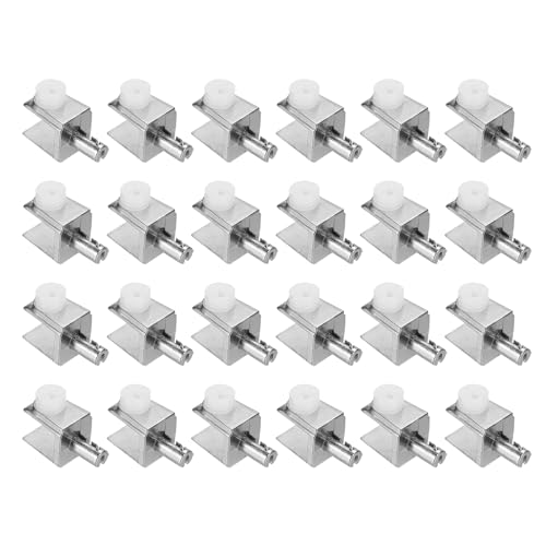 uxcell Glass Shelf Bracket Pegs, 24Pcs Zinc Alloy Adjustable Glass Clamps with Pin Wall Mounted Shelf Holders Supports for 3-8mm Tempered Glass