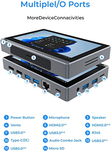 Higolepc Mini Pc Windows 11 Pro, Intel Celeron J4125 Mini Computer, 8Gb Ddr4 128Gb Emmc Mini Desktop Computer With Ips Screen,Small Pc Support 4K Hdmi Double Display, Wifi 6.0, Bt5.2, Gigabit Ethernet #TOP5