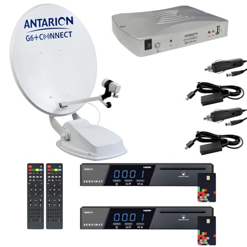 Pack Parabole Satellite Automatique Twin 65cm Camping Car + 2X Récepteur TNTSAT HD Astra