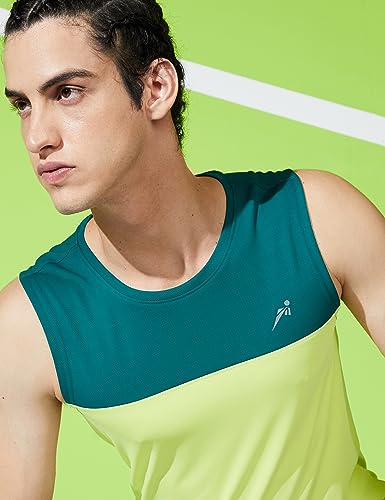 Amazon Brand - Symbol Men's Color Block Active Regular Fit Sports T-Shirt | Round Neck | Sleeveless (Available in Plus Sizes)