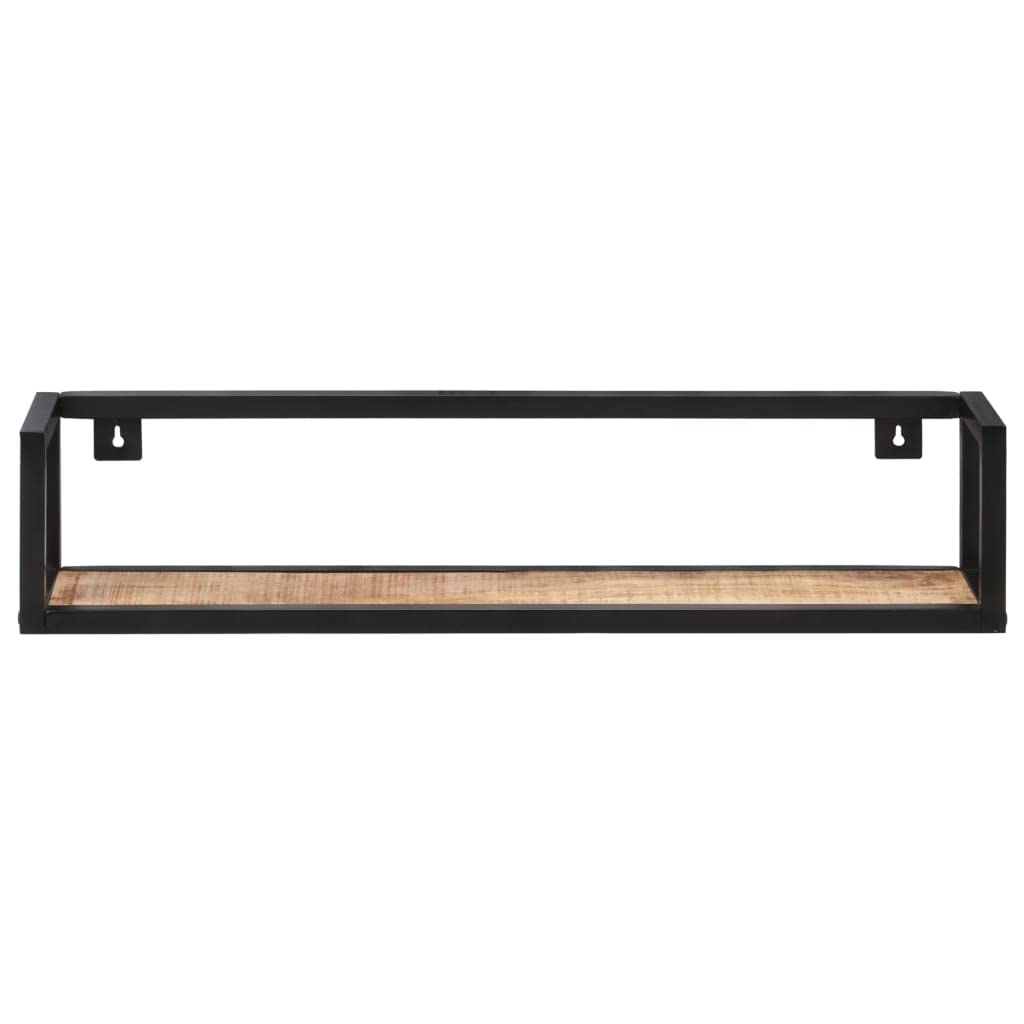 Juego de 2 estantes de pared de 80 cm, madera maciza de mango y hierro, estilo industrial, estantería flotante para salón, cocina, pasillo y oficina, capacidad de carga de 30 kg