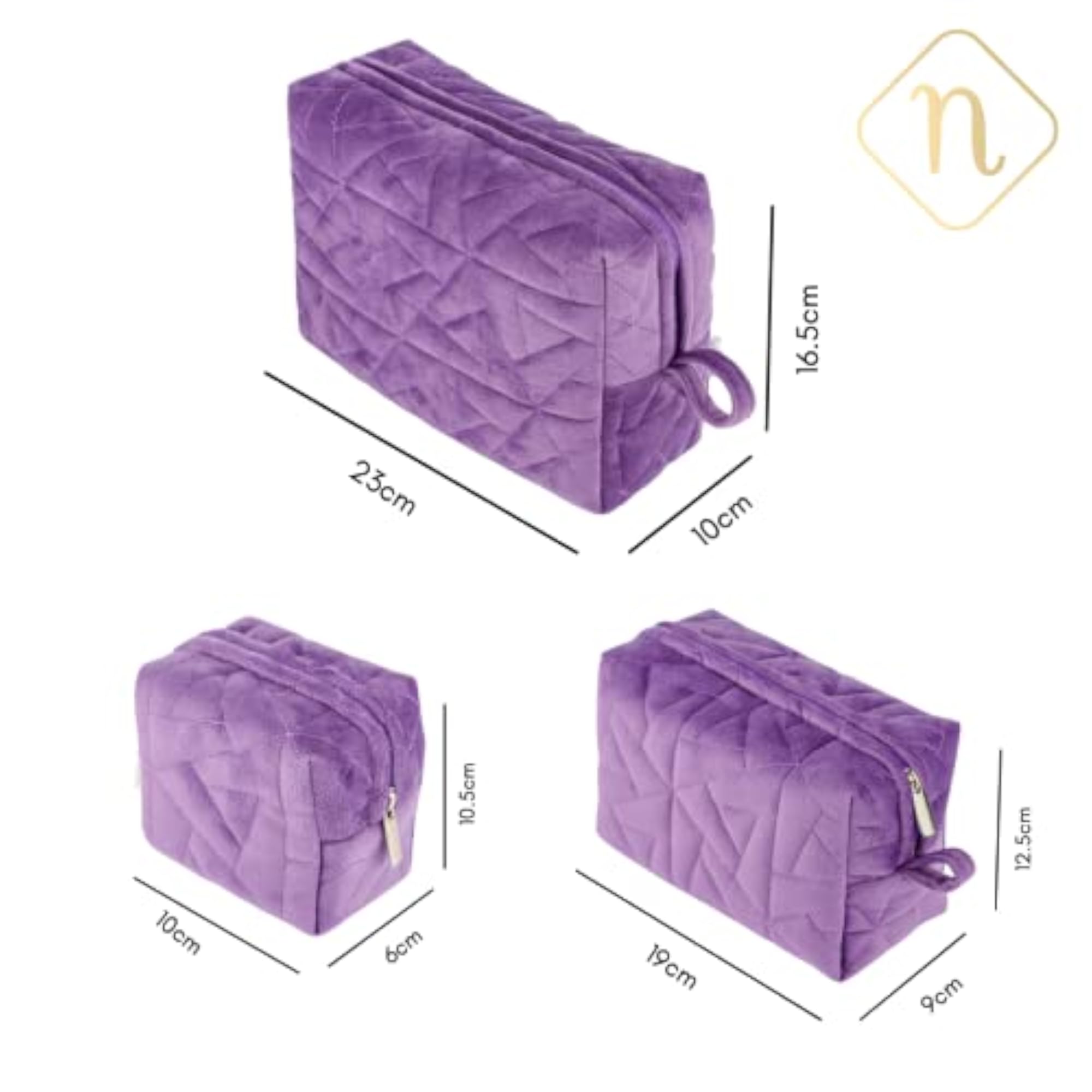 Purple Makeup Pouch Organizer Kit for Brushes and Toiletries