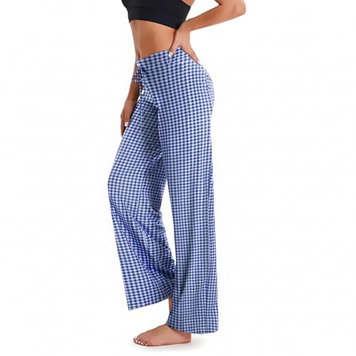 Image of TNNZEET 3 Pack Women's Wide Leg Pants with Pockets - Casual Loose Yoga Trouser Pants Sweatpants Palazzo Lounge Pajama Pants