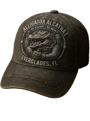 Unisex Alligator Alcatraz No Escape Print Baseball Cap Funny Florida Everglades Dark Humor Cap Patriotic Hat