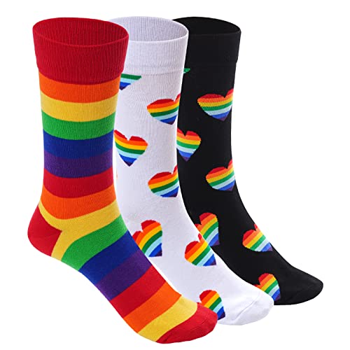 Rbenxia Rainbow Gay Pride Cotton Novelty Socks LGBT Colorful Striped Socks