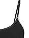 LE3NO Womens Fitted Cami Color Crop Top with Adjutable Straps, Black, Large