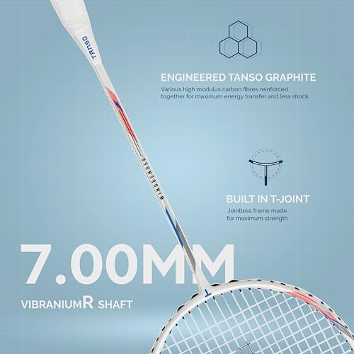 Image of TANSO Windbender Full Graphite Ultra Light Weight Carbon Fibre Strung Badminton Racket (32 Lbs Tension, 680 mm Long, 77 Grams, Strung with Premium Strings and Full Racquet Cover)