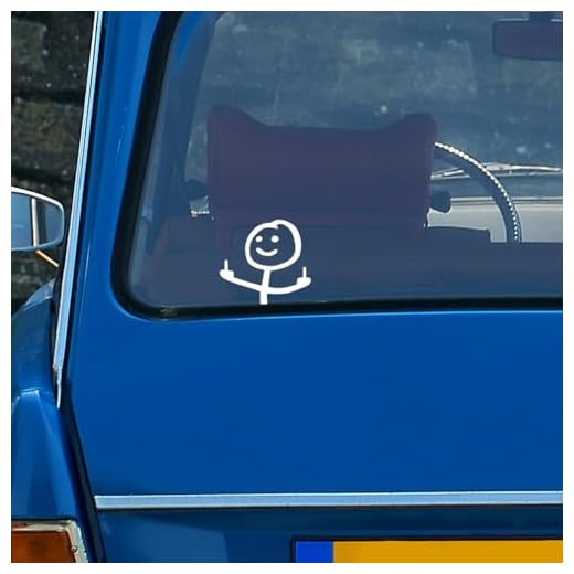 Car Fuck You Meme Vinyl Sticker Decal, Funny Personalised Cartoon Middle Finger Sticker, Fit for Cars Windows Bumpers Trucks Motorcycles or Any Other Smooth Surface (White Small)