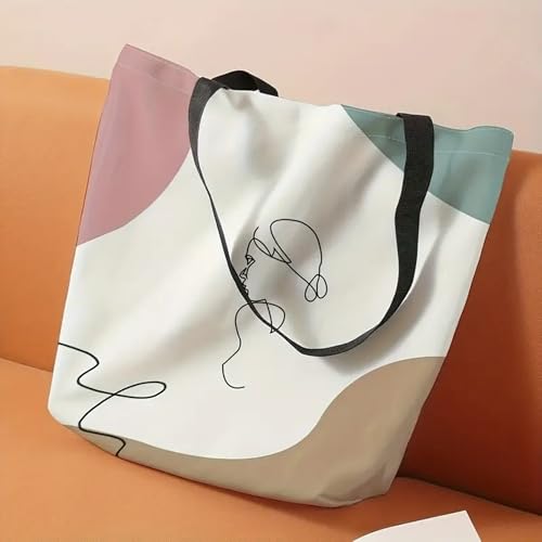 Image of Minimalist Cotton Canvas Tote Bag with Zipper and Inner Pocket | Eco-Friendly Reusable Bag for Shopping, Travel, Work & Everyday Use