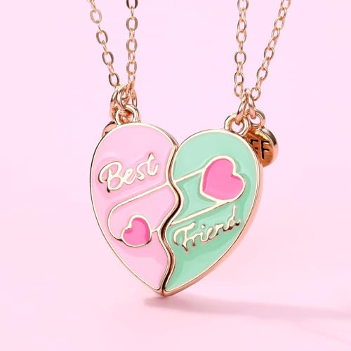 Best Friends Necklace for 2, Magnetic Heart Matching Pendant BFF Friendship Gift for Women4