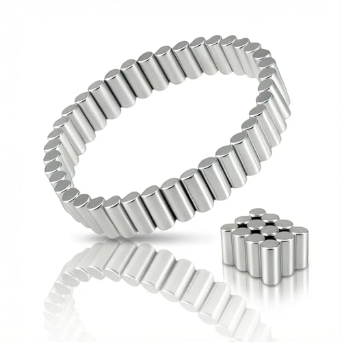 Lot de 50 Aimants Cylindriques en Néodyme Puissants (4,3 x 9 mm) - Pour Tableau Blanc, Réfrigérateur, Cartes, Bracelets Magnétiques Homme & Femme